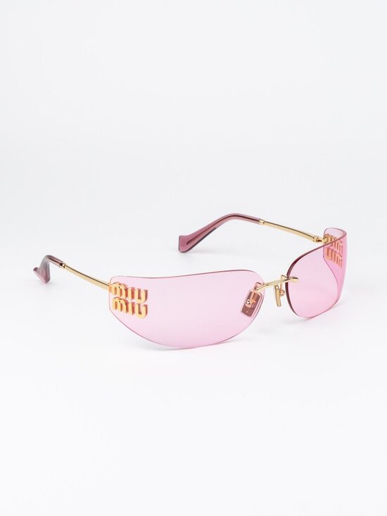 Miu Miu Women Sunglasses Gold Pink Mirror Rectangle Rimless MUA51S 5AK90Y main image 13